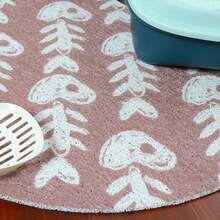 Alfombra para la caja de arena de gato, alfombra de PVC antideslizante para mascotas, atrapa el desorden y es fácil de limpiar - Naranja Coral - Ver 4