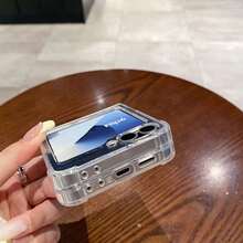 Clear Crystal Flip Phone Case Compatible With Samsung Galaxy Z Flip 7 Flip 6 Flip 5 Flip 4 Flip 3, Slim Fashion Shockproof Anti-Yellowing Protective Cover - Clear - View 9