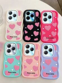 柔软硅胶手机壳，波浪形边缘纹理，创意爱心和“保持微笑”图案，舒适防滑握感，全方位保护，兼容 Moto G04/05/13/14/15/24/34/35、A12/A13/A14/A15/A16/A17/A04/A05/A06/A07/A51/A54/A55/A56/A34/A35A/36/S25/S25Plus/S25Ultra、A54 - 波浪白色 - 查看 2