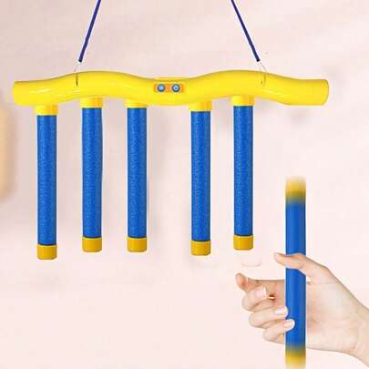 1pc Hand-Eye Coordination Training Toy - Reflex Speed Improvement Puzzle Game, Indoor Focus Activating Toy With Handle, Durable Plastic, Adjustable Falling Speed, For Skill Development, Party, Birthday/Christmas/New Year Gift, Yellow/Blue