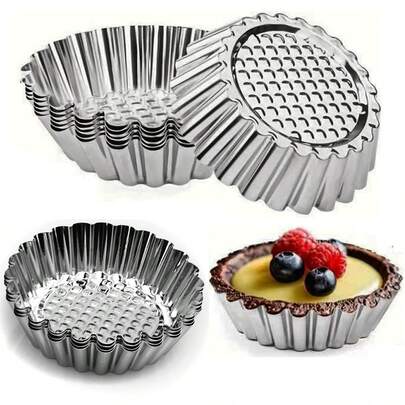Stainless Steel Thickened Egg Tart Molds, Cake Molds, Chrysanthemum Cups, Cake Molds, Lace Cake Cups, Rice Cake Molds, Baking Utensils,The Stainless Steel Material Of The Chrysanthemum-Shaped Egg Tart Mold Can Be Reused For Mini Pies, Pies, Fruit Tarts, Mini Cakes, Milk Omelets, Muffins, Puddings, And Jelly Baking Molds.