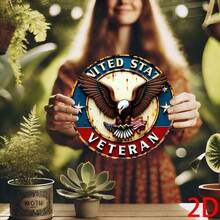 CIFbuy Vintage Metal  8x8 Inch Aluminum Tin Sign Patriotic Veteran Home Décor Wall Art For Man Cave Garage Pub Bar - 彩色 - 查看 6