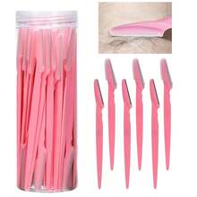 12/30pcs Pcs Eyebrow Trimmer Makeup Tools Eye Brow Razor Face Body Hair Removal Shaver Blades Woman Eyebrows Shaping Knife - Pink - View 1