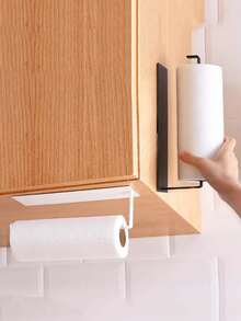 Carbon Steel No-Drill Paper Towel Holder, Kitchen/Bathroom Tissue Roll Rack, Adhesive Mounted Cleaning Cloth Hanger, Large Square Bathroom Storage Shelf - Multicolor - View 2