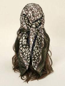 1pc Women's Fashion Summer Paisley Pattern 90cm Square Scarf, UV Protection Headscarf And Neck Bandana, Versatile Hair Wrap, Lightweight Satin-Feel Accessory For Daily Wear, Travel, And Outdoor Activities, Chic Gift Idea For Women - 01-海軍藍 - 查看 3