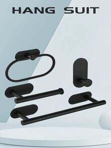 1个免钻孔不锈钢毛巾环，椭圆形毛巾架，浴室壁挂式毛巾架套装 - 查看 2