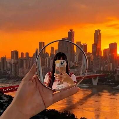 1 chiếc gương selfie du lịch nhỏ gọn tối giản, gương tròn nhỏ góc rộng, thích hợp để chụp ảnh cầm tay, chụp ảnh ngoài trời, trang trí nhà cửa, làm đạo cụ chụp ảnh, phụ kiện, quà tặng năm mới, Ngày Valentine, Ngày của Mẹ, Ngày của Cha, tốt nghiệp, quà tặng tựu trường.