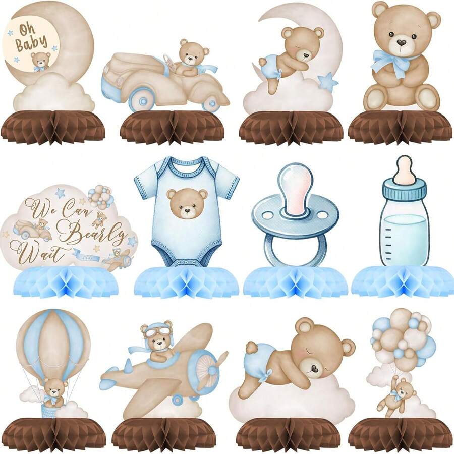 Bộ trang trí bàn tiệc chủ đề gấu hồng và xanh dương cho tiệc mừng em bé, trang trí sinh nhật và trang trí bàn tiệc hình gấu, phù hợp cho tiệc mừng em bé và sinh nhật theo chủ đề gấu. - Nhiều màu - Xem 1