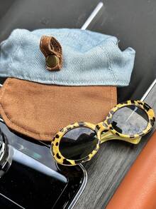 PETCIRCLE 1pc Pet Dog Cat Cute Small Dog Puppy Outdoor Stylish Casual Fashion Romantic Accessory - Leopard Print Fashion Glasses & Baseball Cap - Multicolor - View 2