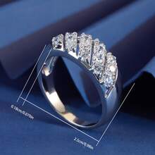 1 pièce Bague pour homme en argent S925, design en diamant en degrés brillant et éclatant, convient pour le port quotidien et les occasions formelles, cadeau de luxe pour l'amoureux le jour de la Saint-Valentin - Argent - Voir 5