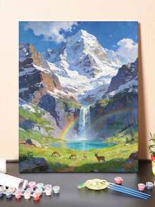 山峦瀑布彩虹风景鹿DIY数字油画帆布画工艺品成人家居装饰40x50厘米/16x20英寸节日礼物 - 40*50厘米 - 查看 7