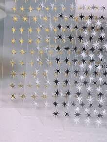 4片装3D星空美甲贴纸，金色、银色、黑色和白色星形美甲贴花，3D自粘Y2K哥特风美甲设计DIY美甲装饰配件 - 彩色 - 查看 10