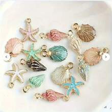 30/50/80/100个锌合金珐琅海洋海星和贝壳吊坠 - DIY珠宝制作吊坠 - 海星海螺貝殼 - 查看 3