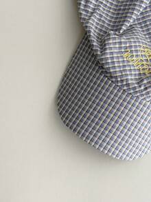 Retro karierter Kopftuchut mit 3D besticktem Buchstaben, kontrastfarbige modische sonnengeschützte Bandana-Kappe, vielseitig einsetzbarer, atmungsaktiver und schnelltrocknender Unisex-Baseballcap mit verstellbarer Passform für Outdoor-Sport - Verschiedenfarbig - Übersicht 6