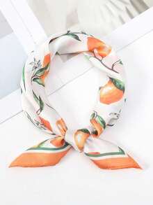 1pc Vacation Style Fresh Lemon Print Neckerchief/Head Scarf - Multicolor - View 4