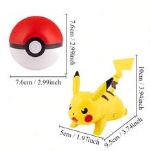 pokemon 6款正版宝可梦变形精灵球系列手办玩具，包括快龙、拉普拉斯、梦幻等动漫人物桌面摆件模型收藏玩具 - 彩色 - 查看 3