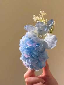 1个蓝色泡桐蝴蝶发夹！早春优雅蓝色花朵发夹！甜美氛围侧边发夹，旅行发饰 - 彩色 - 查看 3