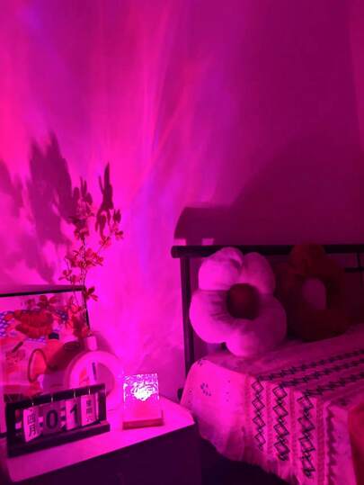 1 قطعة مصباح ليلي 16 لون موجة مائية شمال الأضواء، مصباح إسقاط مربع، بلمس/تحكم عن بعد، يعمل بالطاقة USB، مناسب لغرفة النوم والمعيشة والمكتب وديكور الحفلات | هدية مثالية للمراهقين | مصباح إسقاط LED