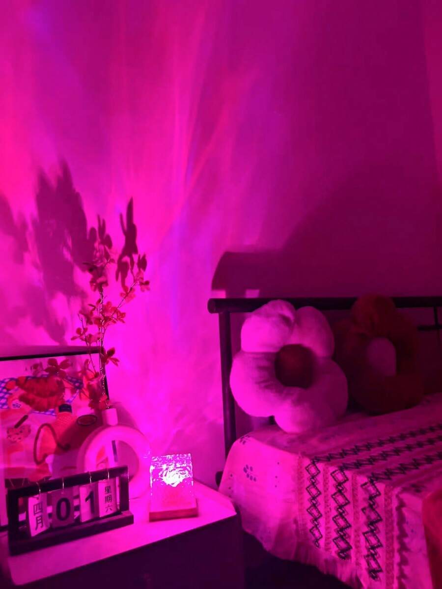 1pc 16-Color Water Wave Northern Lights Night Light, Square Projection Lamp, Touch/Remote Control, USB Powered, Suitable For Bedroom, Living Room, Office And Party Decoration | Perfect Gift For Teenagers | LED Projection Lamp - Multicolor - View 1