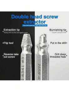 5件套损坏螺丝取出器套装，螺丝拆卸工具，螺栓取出器 - 轻松取出滑丝和断裂的螺丝！男士工具 - 銀色 - 查看 2
