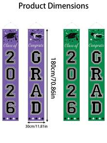 2026 Graduation Season Couplets, Celebrating Graduation, Purple And Green Graduation Season Porch Banners, Graduation Decorations, Graduation Porch Banners, Class Of 2026 Graduation Decorations, Perfect For Graduation Season Decorations And Commencement Ceremonies. Ideal For Celebrating Graduates, Versatile Uses. - Multicolor - View 7
