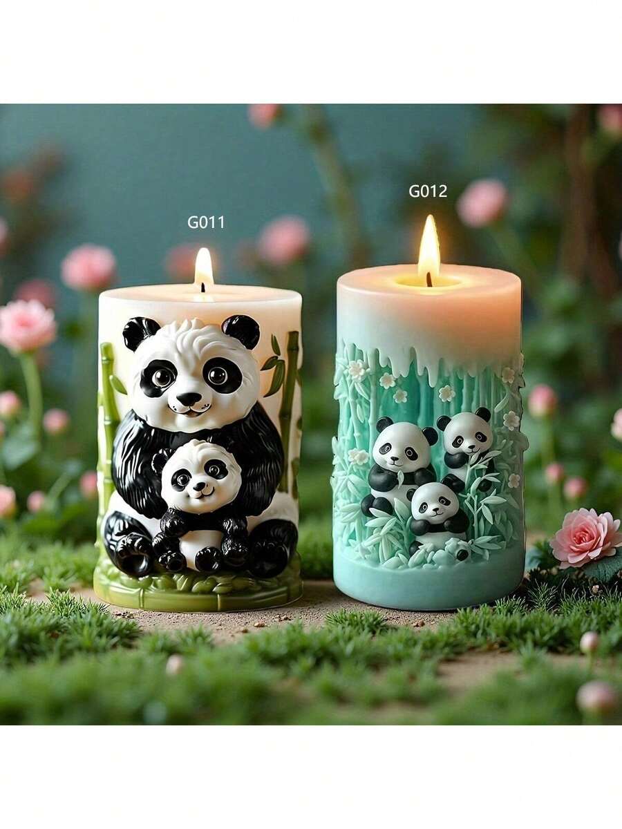 熊猫浮雕圆柱形硅胶蜡烛模具 - 蜡烛模具,适用于制作蜡烛、舒缓压力香薰、树脂、石膏DIY,可重复使用,家居装饰,设计有趣,材质柔韧,适合DIY爱好者和手工爱好者。 - 貓熊 - 查看 1