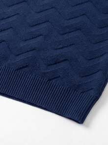 Áo len nam cổ tròn tay ngắn màu trơn, kiểu dáng thường ngày, đa năng, thích hợp mặc đi làm, mùa xuân/hè. - Màu xanh hải quân - Xem 4