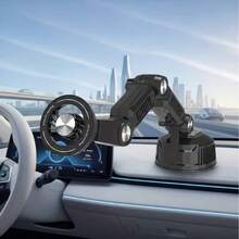 真空吸盘手机支架，可旋转磁吸车载支架，可折叠车载手机支架 - 黑色 - 查看 4