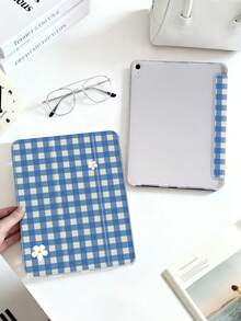 1 件装可爱蓝色格子雏菊图案平板电脑保护套，适用于 Mini4/Mini5/Mini6/Mini7/Air/Air2/9.7/10.2/10.5/Air4/Air5/10.9/Pro 11 英寸/第十代/Air 11 英寸 (M2)-2024/Pro 11 英寸 (M4)-2024/Air 11 英寸 (M3) 2025/(A16) 11 英寸第十一代 2025，Galaxy Tab A8 10.5 英寸 2022。包含笔槽、三折支架、TPU 软边保护、磁吸式睡眠/唤醒功能，简约/可爱/趣味/个性化/创意平板电脑保护套。 - 彩色 - 查看 2