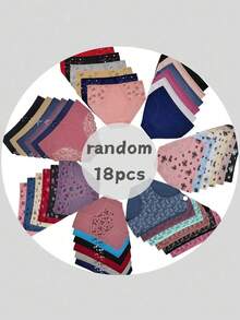 18pcs/Pack Randomly Assorted Cotton Plus Size Briefs Panties For Women - Multicolor - View 6