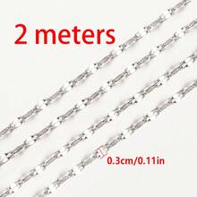 2m Stainless Steel Cross & O-Ring Lip Chain, Multi-Style Steel Color Stainless Steel Chain, Suitable For DIY Jewelry Making Bracelets Necklaces Accessories - 2 Meters - View 9