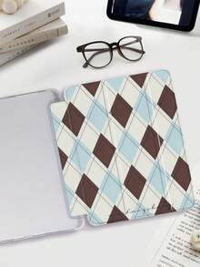 1 件装蓝棕色格子图案彩绘平板保护套，兼容 Mini4/Mini5/Mini6/Mini7/Air/Air2/9.7/10.2/10.5/Air4/Air5/10.9/Pro 11 英寸/第十代/Air 11 英寸 (M2)-2024/Pro 11 英寸 (M4)-2024/Air 11 英寸 (M3) 2025/(A16) 11 英寸第十一代 2025、Galaxy Tab A8 10.5 英寸 2022，三折支架，笔槽，TPU 软边保护，磁吸式睡眠/唤醒功能，简约/趣味/个性化/创意平板保护套 - 彩色 - 查看 3