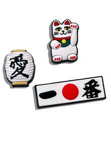 4毫米厚招财猫灯笼，日式元素鞋饰套装，DIY凉鞋装饰，男女通用鞋饰，创意礼物，派对小礼品 - 白色 - 查看 7