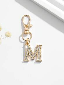 1pc Fashion European & American Unisex Minimalist Cute 26 English Letter Shape Keychain Pendant Accessory, Embedded With Rhinestones, Suitable For Men & Women Car Keys, Bags, Decoration And Holiday Gifts - Gold - View 39