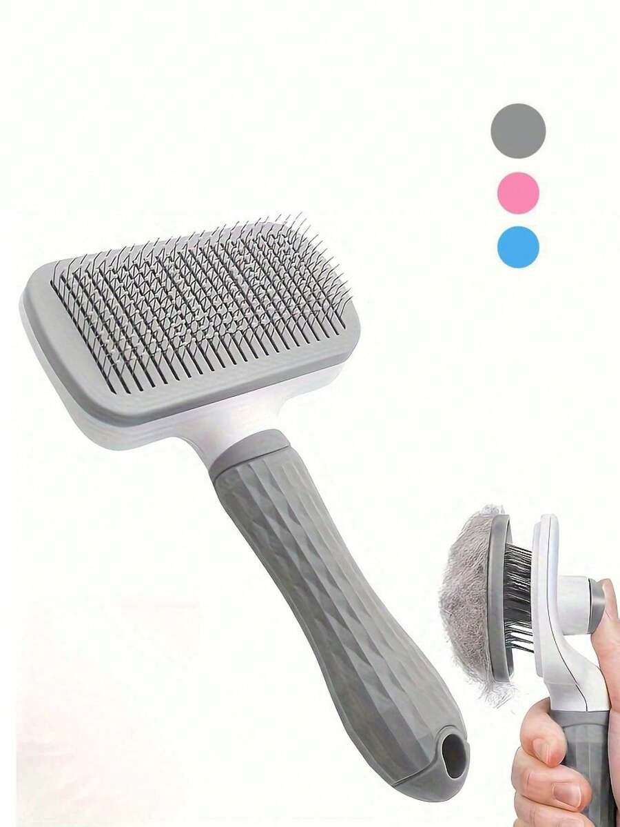 Juego de cepillo y peine para aseo de mascotas, incluye cepillo de masaje y herramienta para eliminar pelo muerto, diseño ergonómico con cabezal desmontable, herramienta de aseo eficiente para perros y gatos, reduce la caída de pelo y el subpelo - Multicolor - Ver 1