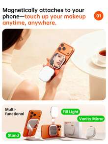 Luxury Premium Quality Selfie Live Stream 3-Color 4-Mode LED Selfie Ring Light With Mirror, Rechargeable Portable Fill Light Compatible With Iphone & Android, Suitable For Photography, Video Recording, Meetings, Vlogging, Makeup Mother's Day Spring - Magnetic Mirror Fill Light - View 2
