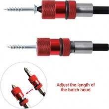 2pcs Adjustable Depth Screwdriver Bit Holder Magnetic Steel Screwdriver Bits For Drywall, 1/4" Hex Shank With 2pcs S2 Screwdriver Bits - One Size - View 7