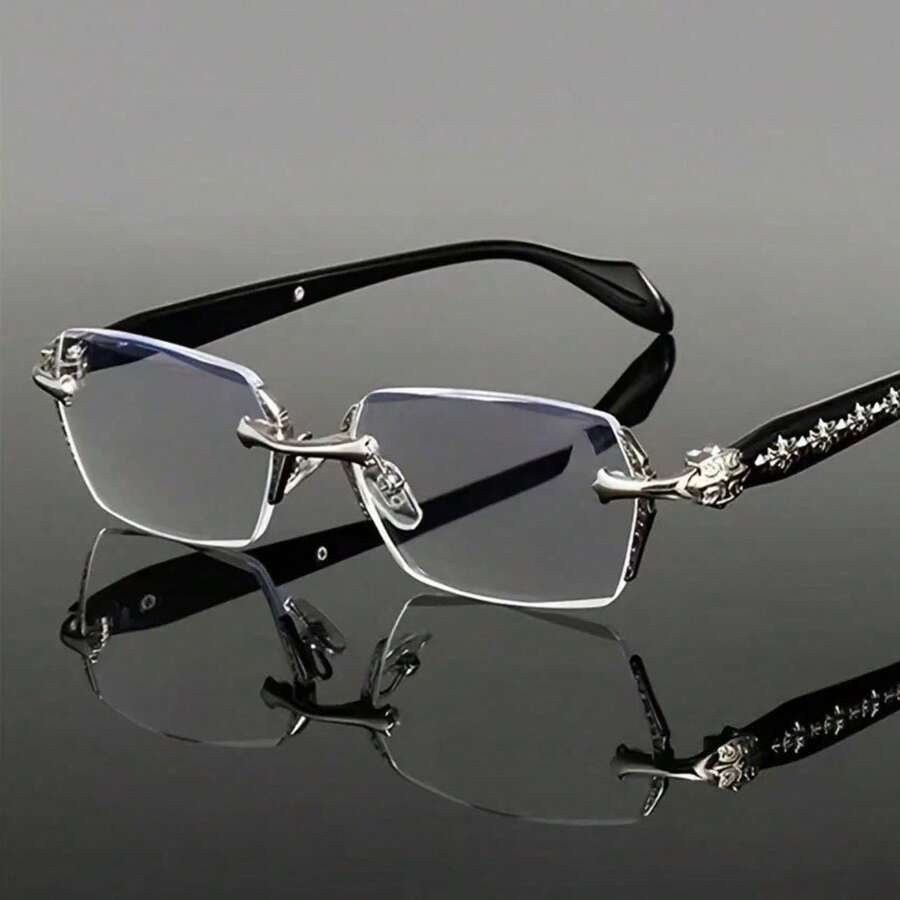 一副男女通用的现代简约时尚眼镜，无框设计，是参加派对和节日的必备单品 - 無色 - 查看 1