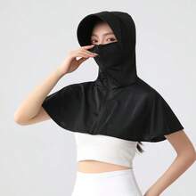 1pc Summer Lightweight Ice Silk Face Mask, UV Protection Shawl Scarf Hoodie Combo, Thin Original Silk Sunscreen Clothing With Hood - Multicolor - View 4