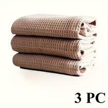 3pcs Waffle Dishcloths, Solid Color Kitchen Cleaning Rags, Thickened Absorbent Towels, Mixed Colors - 35*35cm - View 10