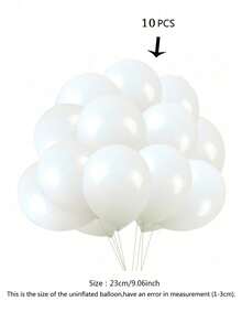 10/20pcs 10 Inch White Latex Balloons, Luxurious Party Decorations For Wedding Birthday Baby Shower Bridal Shower Graduation Anniversary Opening Ceremony Christmas New Year Valentine's Day Home Room Backdrop Party Supplies - White - 查看 10