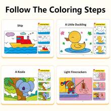 Children's Step-By-Step Coloring Book | Shapes & Colors, Animals, Dinosaurs, Vehicle, Fruits, Vegetables And More | Preschool, Kindergarten, Classroom Teacher Supplies | Educational Quiet Time Activity, Travel Toy, Learning Drawing, Holiday Gifts - 2 Random Coloring Books - View 4