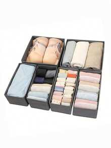1/2/4pcs Non-Woven Fabric Drawer Organizer Boxes, Breathable & Foldable, Underwear & Socks Storage - Grey - View 2