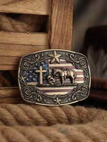 1 件西部风格真皮皮带扣，雕刻马匹金属扣，优雅复古“成功唾手可得”设计 - 西部皮帶扣 - 查看 16