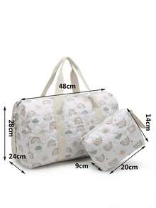 Set de 2 bolsas de pañales impermeables y de gran tamaño para viajes, con múltiples bolsillos - arcoíris - Ver 2