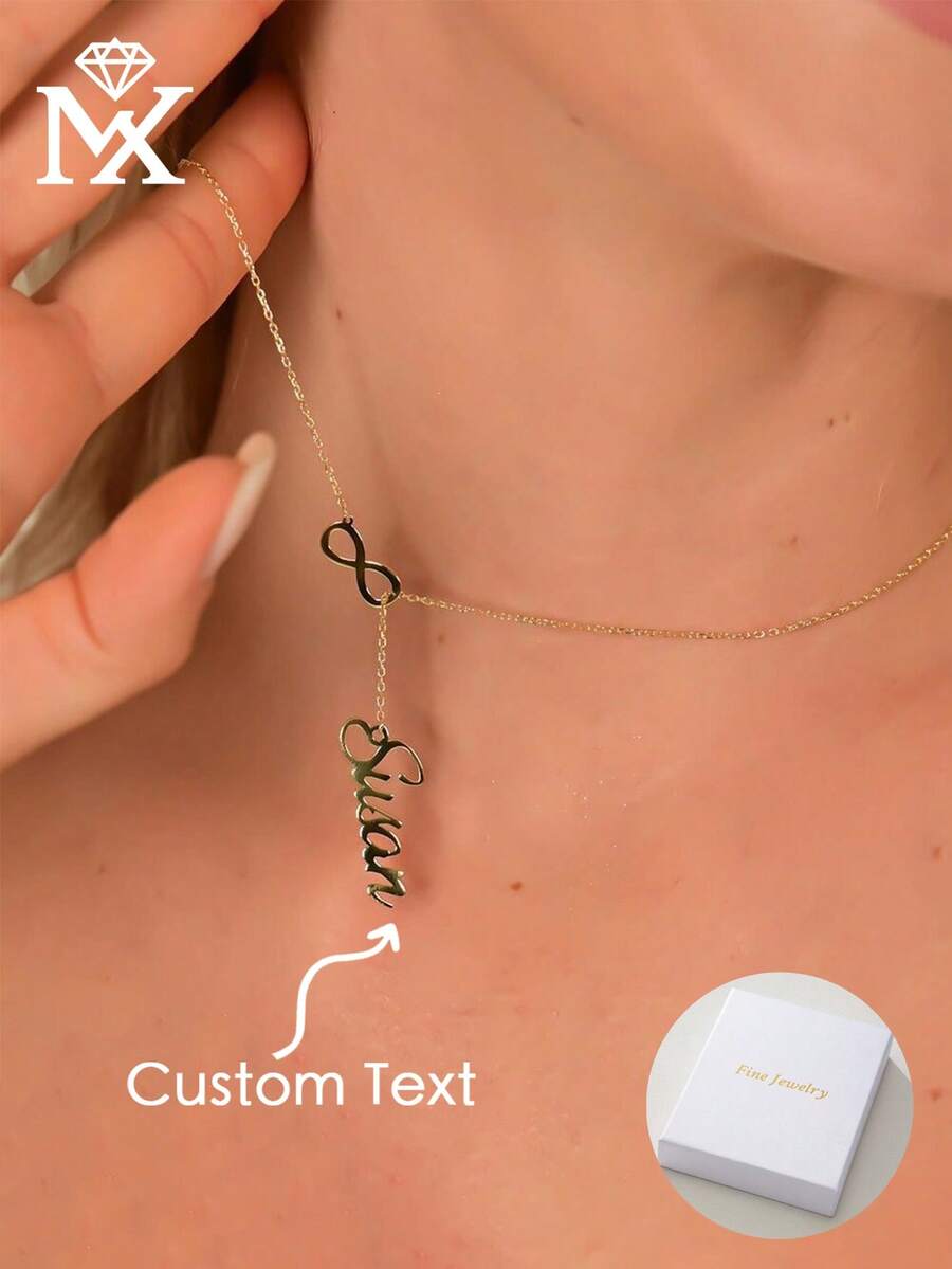 1 Personalized Customized Infinite Vertical Name Necklace, Mom Personalized Multi Name Necklace, Customized Surname Jewelry, Grandma Christmas Gift, Mom Gift - Multicolor - View 1