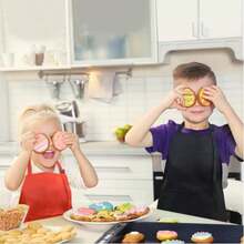 1 Set Kids Chef Hat And Apron Set - Made Of Polyester, Suitable For Skin Care, With Pockets For Cooking, Baking, Painting, Training - Fits Ages 4-12 - Red, White, Black - Red - View 3