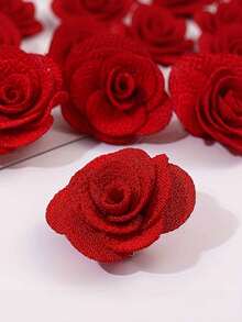 10pcs Girl'S Red Fabric Rose Hair Clips Suitable For Valentine'S Day, Parties, Gatherings, Weddings, And Everyday Wear - Multicolor - View 5