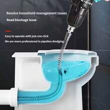1Pc,10mm Heavy-Duty Drain Auger Hose With Drill Bit Adapter, Drain Cleaning Spring, Sewage And Toilet Drain Cleaning Tool, Flexible Pipe Blockage Remover To Clear Clogged Sewers, Shower Sinks And Pipes, Remove Hair And Debris From Kitchen And Bathroom Drains.(No Electric Drill Included) - A - View 5