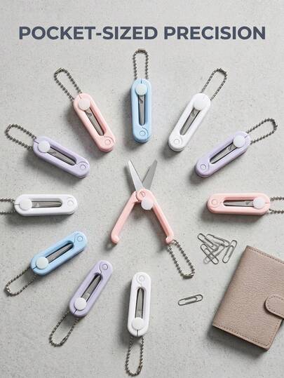 قص ورق، مشاريع فنية، لوازم مكتبية ومدرسية، أساسيات المشاريع الفنية، تصميم مرح، بناء معدني، مقص صغير قابل للطي مبتكر • من الفولاذ المقاوم للصدأ مدمج وسهل الاستخدام • ألوان باستيل